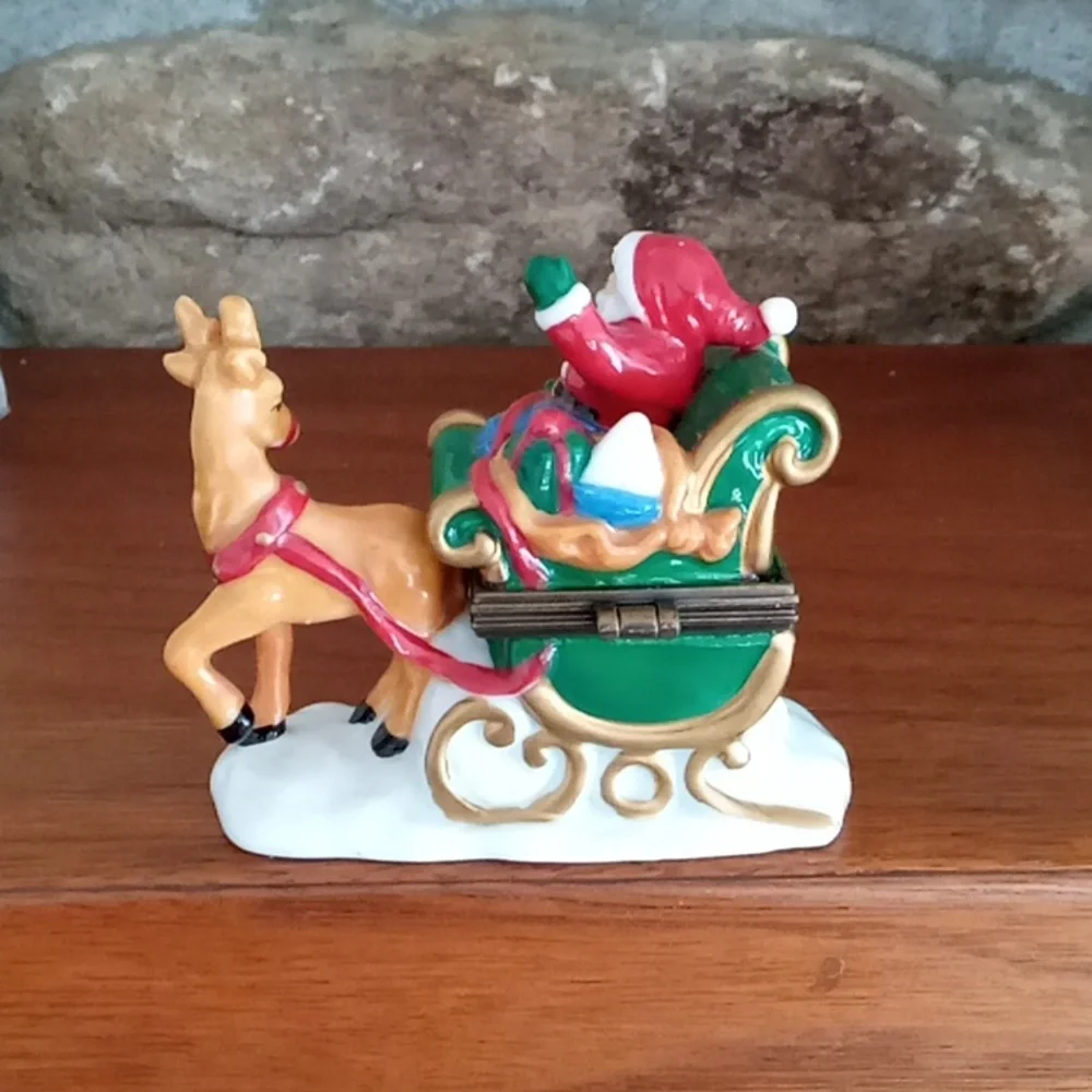 Midwest of Canon Falls Hinged Santa Sleigh Trinket Box